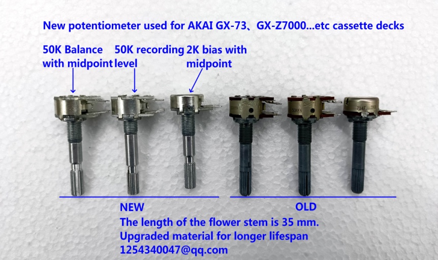 New AKAI potentiometer next to the original it replaces